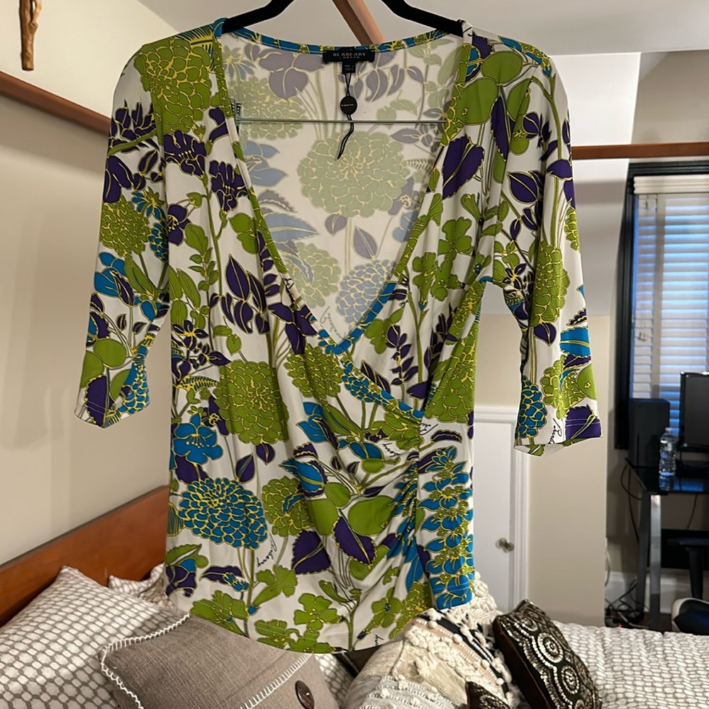 Unique Vintage Burberry Wrap Blouse size 10